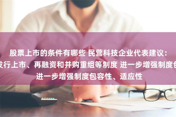 股票上市的条件有哪些 民营科技企业代表建议：改革优化股票发行上市、再融资和并购重组等制度 进一步增强制度包容性、适应性