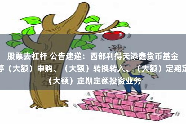 股票去杠杆 公告速递：西部利得天添鑫货币基金劳动节前暂停（大额）申购、（大额）转换转入、（大额）定期定额投资业务