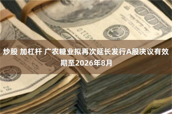 炒股 加杠杆 广农糖业拟再次延长发行A股决议有效期至2026年8月
